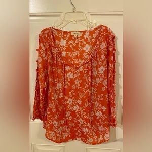 Pretty red and white blouse. Size medium